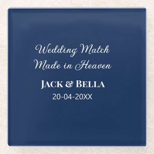 Wedding Match made in heaven bruiloft gunsten blau Glazen Onderzetter (Voorkant)
