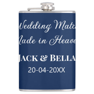 Wedding Match made in heaven bruiloft gunsten blau Heupfles