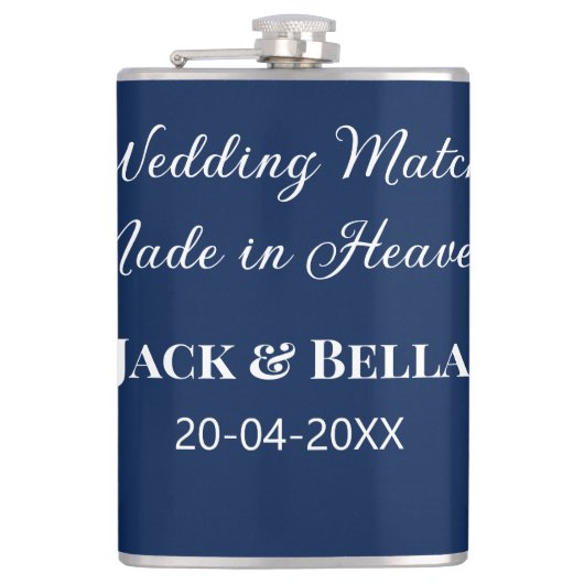 Wedding Match made in heaven bruiloft gunsten blau Heupfles (Voorkant)
