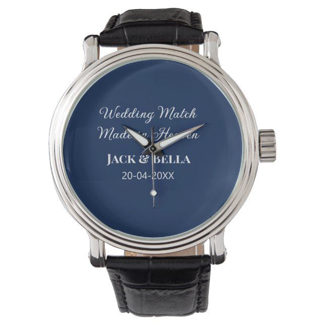 Wedding Match made in heaven bruiloft gunsten blau Horloge (Voorkant)