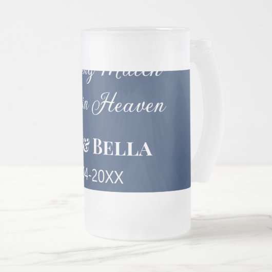 Wedding Match made in heaven bruiloft gunsten blau Matglas Bierpul (Voorkant rechts)