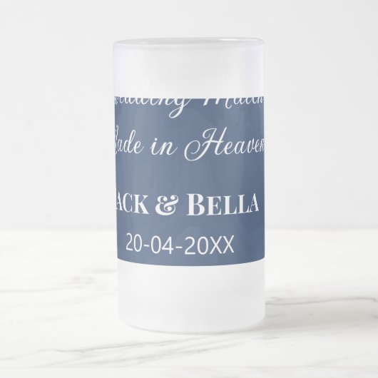 Wedding Match made in heaven bruiloft gunsten blau Matglas Bierpul (Center)