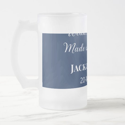 Wedding Match made in heaven bruiloft gunsten blau Matglas Bierpul (Links)