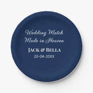 Wedding Match made in heaven bruiloft gunsten blau Papieren Bordje