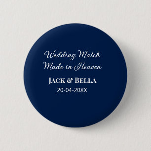 Wedding Match made in heaven bruiloft gunsten blau Ronde Button 5,7 Cm