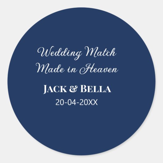 Wedding Match made in heaven bruiloft gunsten blau Ronde Sticker (Voorkant)