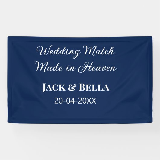 Wedding Match made in heaven bruiloft gunsten blau Spandoek (Horizontaal)