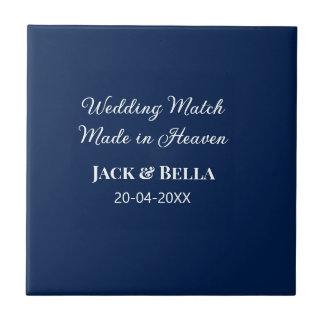 Wedding Match made in heaven bruiloft gunsten blau Tegeltje