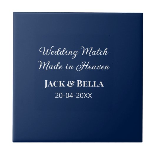 Wedding Match made in heaven bruiloft gunsten blau Tegeltje (Voorkant)
