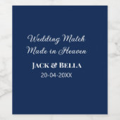 Wedding Match made in heaven bruiloft gunsten blau Wijn Etiket (Enkel label)