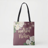Wedding Matron of Honor Hydrangeas & String Lights Tote Bag (Voorkant)
