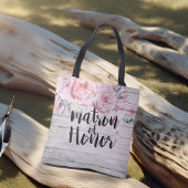 Wedding Matron of Honor Waterverf Flowers Wood Tote Bag
