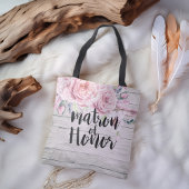 Wedding Matron of Honor Waterverf Flowers Wood Tote Bag