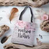 Wedding Matron of Honor Waterverf Flowers Wood Tote Bag