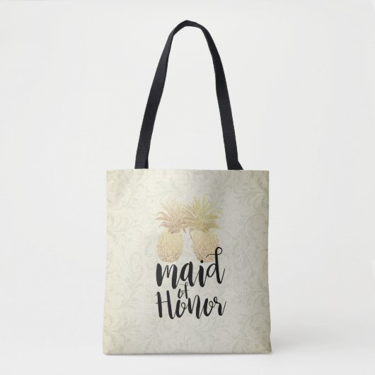 Wedding-meisje van het moderne gouden anananasstel tote bag (Voorkant)