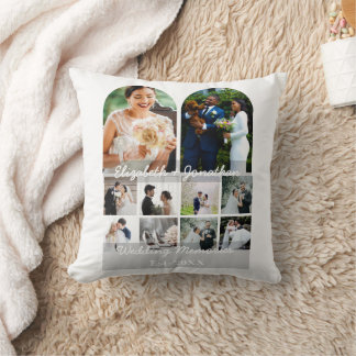 Wedding Memories 10 Photo Collage Couple Template Kussen