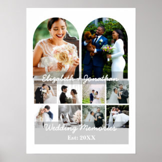 Wedding Memories 10 Photo Collage Couple Template Poster