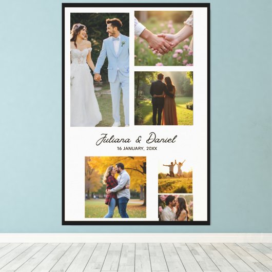 Wedding Memories Custom Collage Canvas Afdruk (Insitu (Houten vloer))