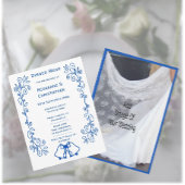 Wedding Menu Card Blue Sapphire Bells Scrollwork 
