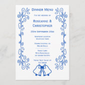 Wedding Menu Card Blue Sapphire Bells Scrollwork (Voorkant)