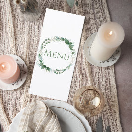 Wedding Menu Card with Botanical Wreath Design