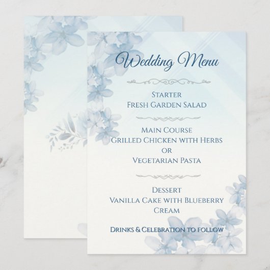 Wedding Menu Elegant Editable (Voorkant / Achterkant)