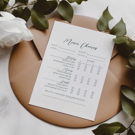 Wedding Menu Keuzemaaltijd Selectie Kaart