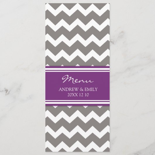 Wedding Menu Plum Gray Chevron (Achterkant)