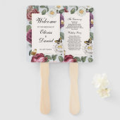 Wedding Menu Programma Bloom Bloemen Vlinder Handwaaier (Voorkant en achterkant)