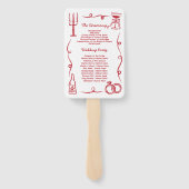 Wedding Menu Programma Hand getrokken grillig Handwaaier (Achterkant)