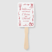 Wedding Menu Programma Hand getrokken grillig Handwaaier (Voorkant)