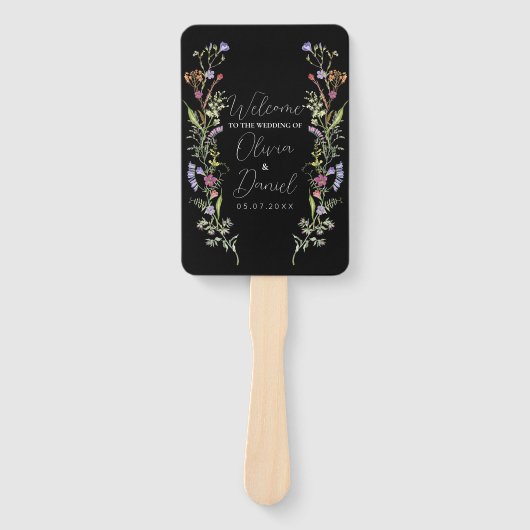 Wedding Menu Programma Wildflowers Bloemen Donker Handwaaier (Voorkant)