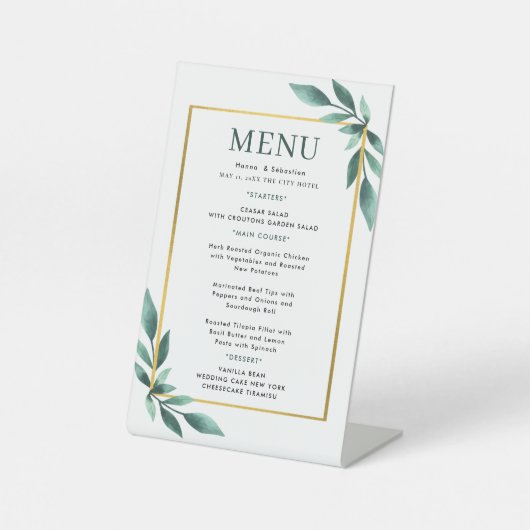 Wedding Menu Reclamebord Met Voetstuk (Voorkant)