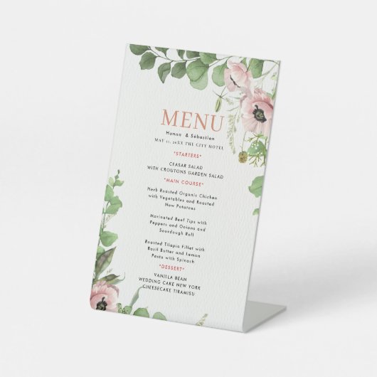 Wedding Menu Reclamebord Met Voetstuk (Voorkant)
