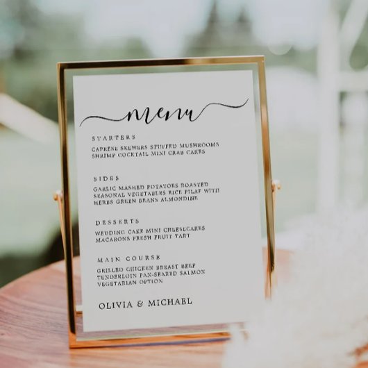 Wedding Menu Sign, Printable Wedding Menu Kaart