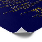 Wedding Menu SignChic Gold Navy Blue Calligraphy Poster (Hoek)