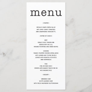 Wedding Menu - Vrijgezellenfeest Menu - Type