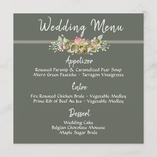 Wedding Menu Waterverf Rozen (Achterkant)