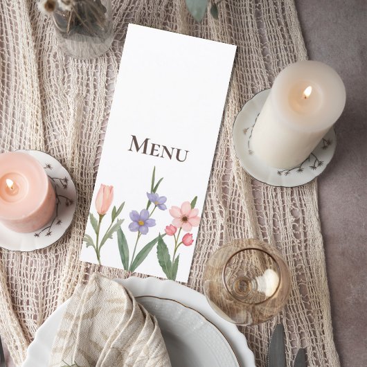 Wedding Menu with Soft Botanical Garden Design