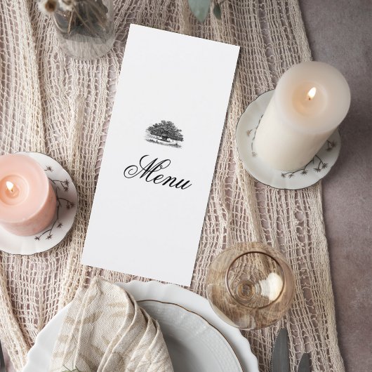 Wedding Menu with Tree Illustration