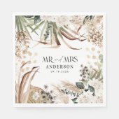 Wedding met de heer Mrs. pampas eucalyptus modern  Servet (Voorkant)