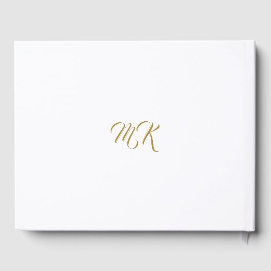 Wedding met Elegant Classy Gold Script & White Gastenboek (Achterkant)