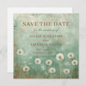 Wedding met Fantasievolle Paardenbloem Bloemen Save The Date (Voorkant / Achterkant)