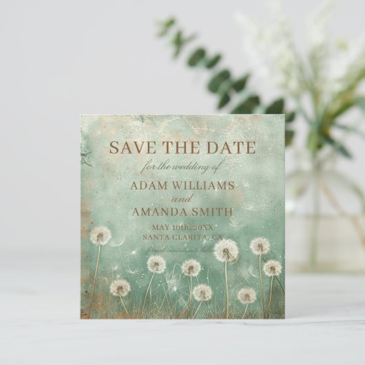 Wedding met Grilleg Bloemkool Bloemen Save The Date (Staand voorkant)