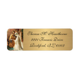 Wedding Metallic Elegant Gold Virgin Mary Joseph Etiket