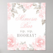 Wedding Mimosa Bar Roze Waterverf Roos Poster (Voorkant)