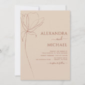 Wedding minimalist Terracotta Foto Floral Kaart (Voorkant)