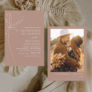 Wedding minimalist Terracotta Foto Floral Kaart