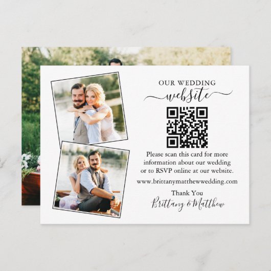 Wedding minimalistisch Website 3 Foto Enclosure Ka Briefkaart (Voorkant / Achterkant)