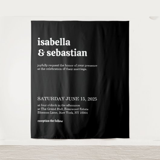 Wedding Modern Black Retro Font Wandkleed (Voorkant)